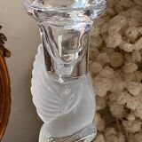 Pair of candlesticks, dove decor, in glass