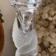Pair of candlesticks, dove decor, in glass