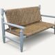 Vintage bench in braided rope and painted wood, 1950s-60s.