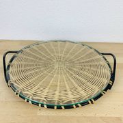50s metal rattan tray