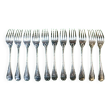Set of 11 Christofle fish forks in silver-plated metal, Ruban model