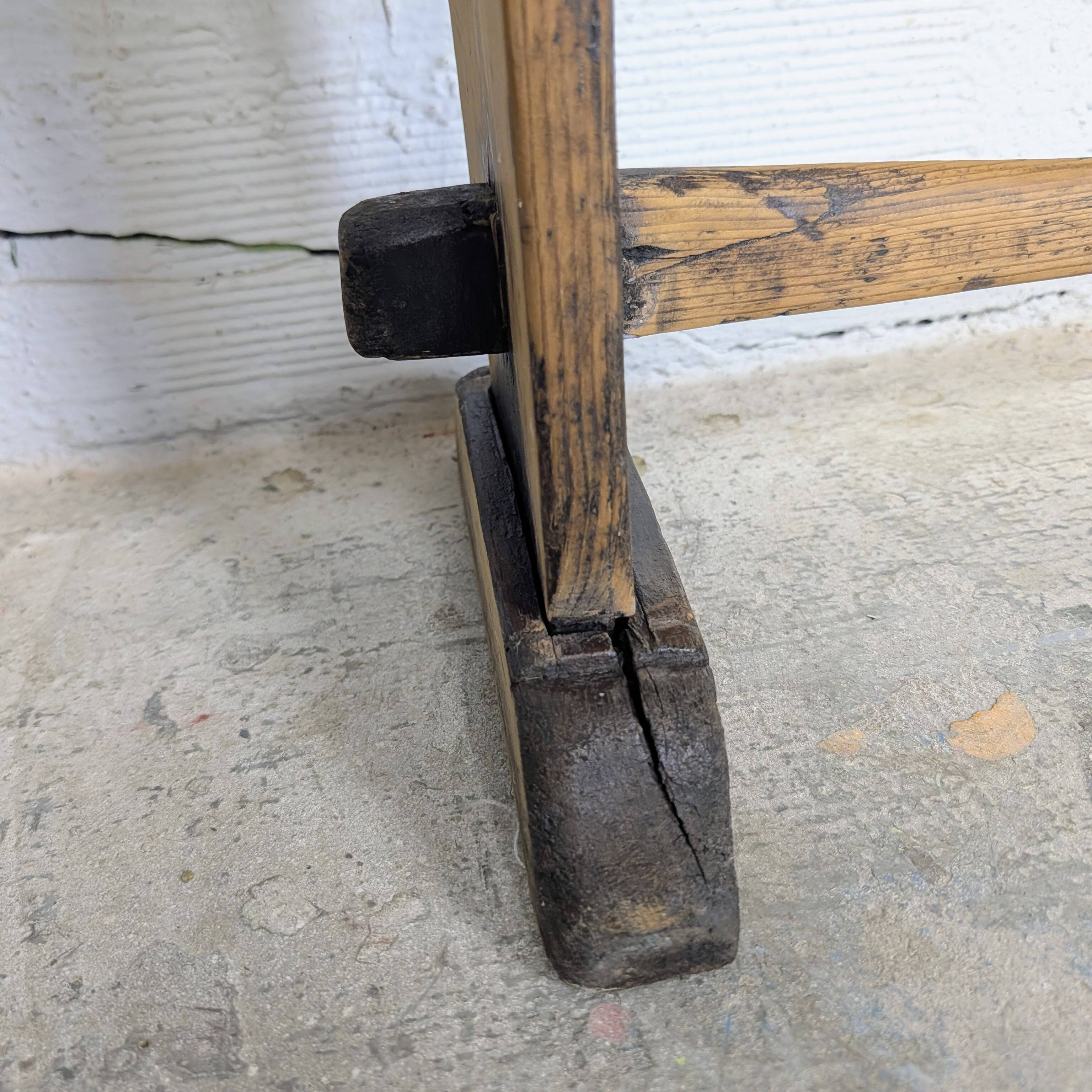 Old farmhouse bench in raw wood