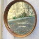 Scandinavian round mirror in teak