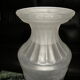 Old frosted glass vase, pressed molded flower decoration, 1940, 1950