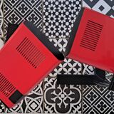 Vintage 70s red desk lamps “manade” by René Talopp
