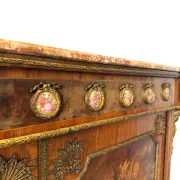 An antique French Louis XVI-style marble-top side cabinet