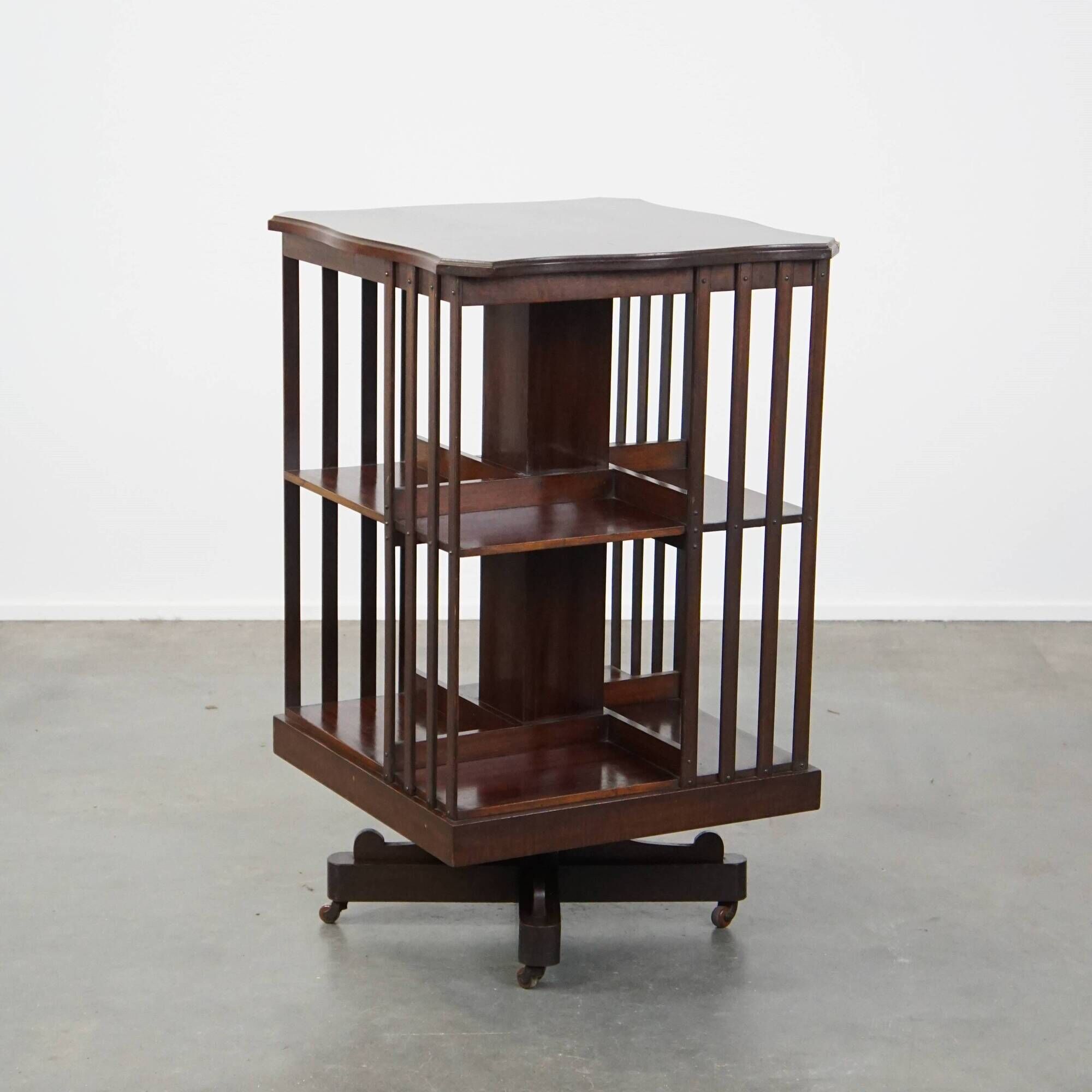 Antique English Wooden Book Carousel on Wheels – Late 19th Century
