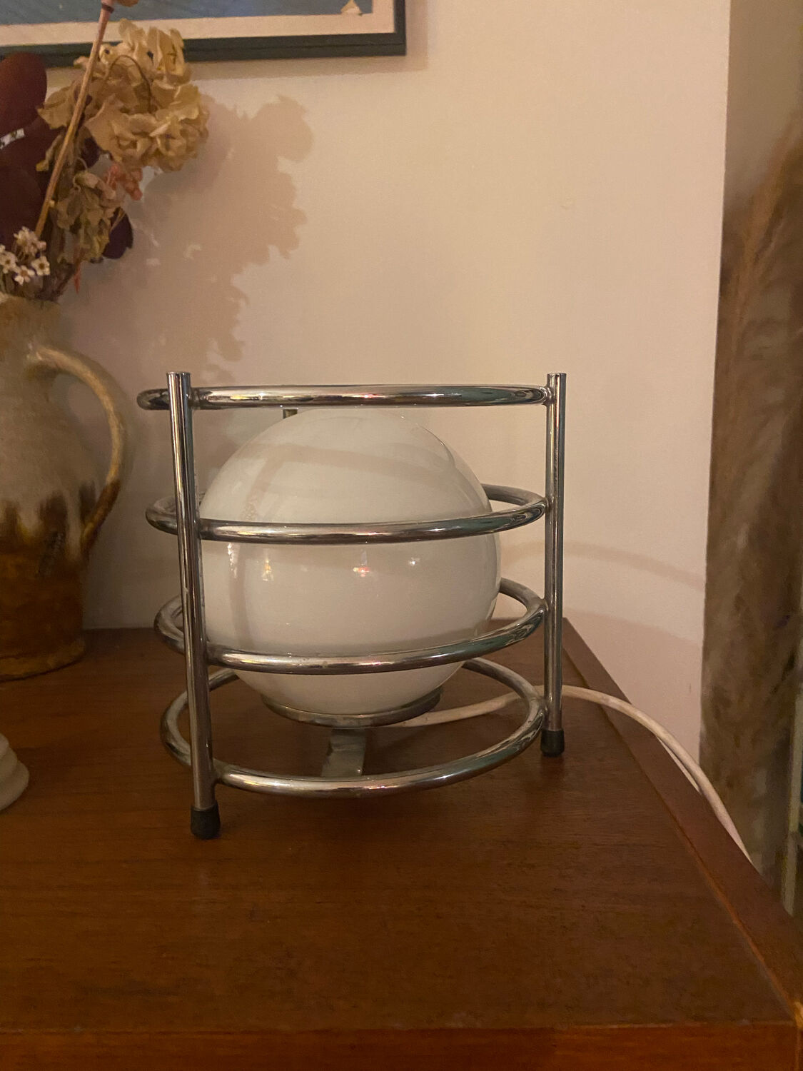 70s lamp chrome and opaline