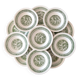 Service of vintage green plates in country English earthenware