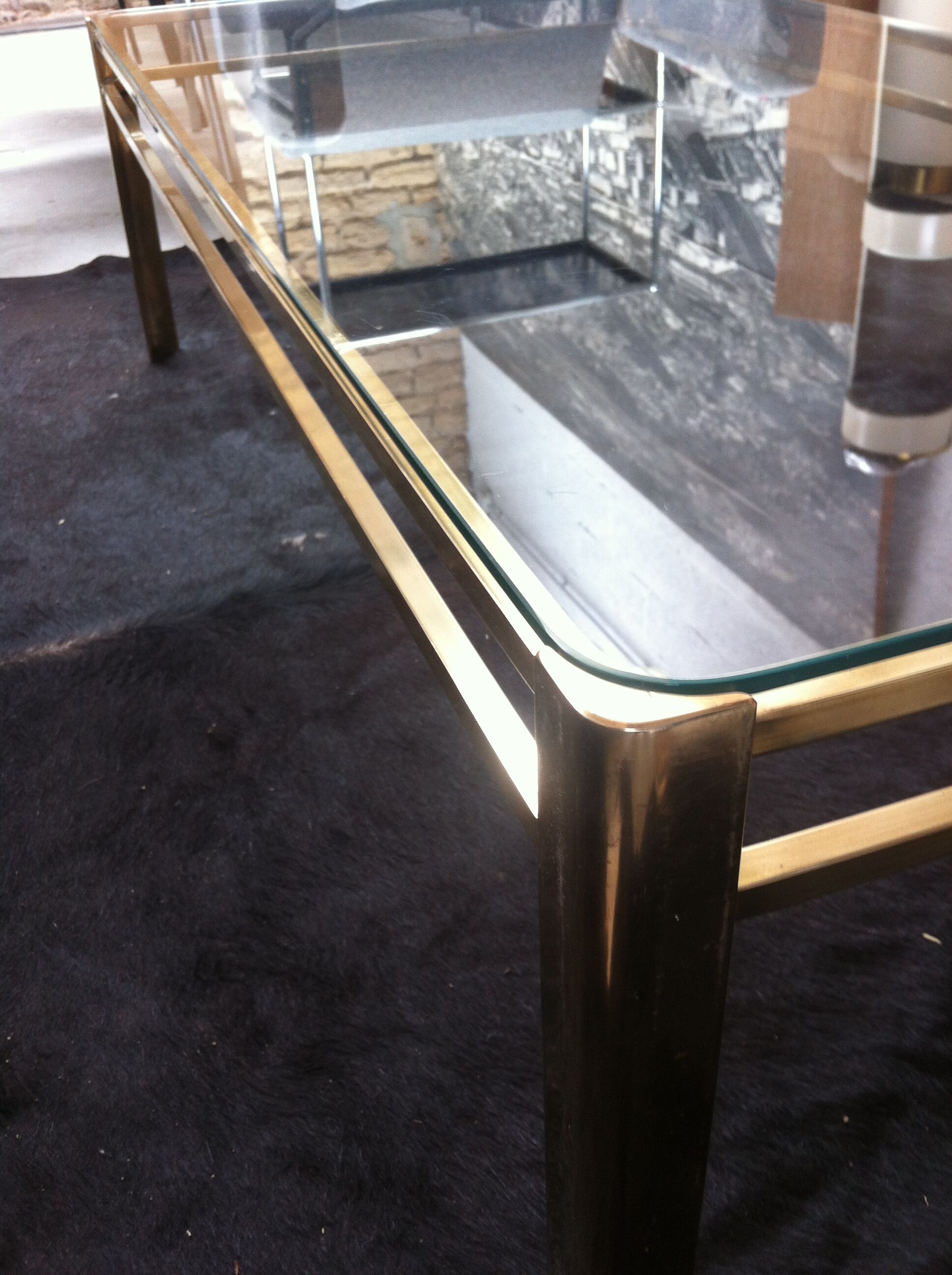 Coffee table Maison Malabert bronze & glass