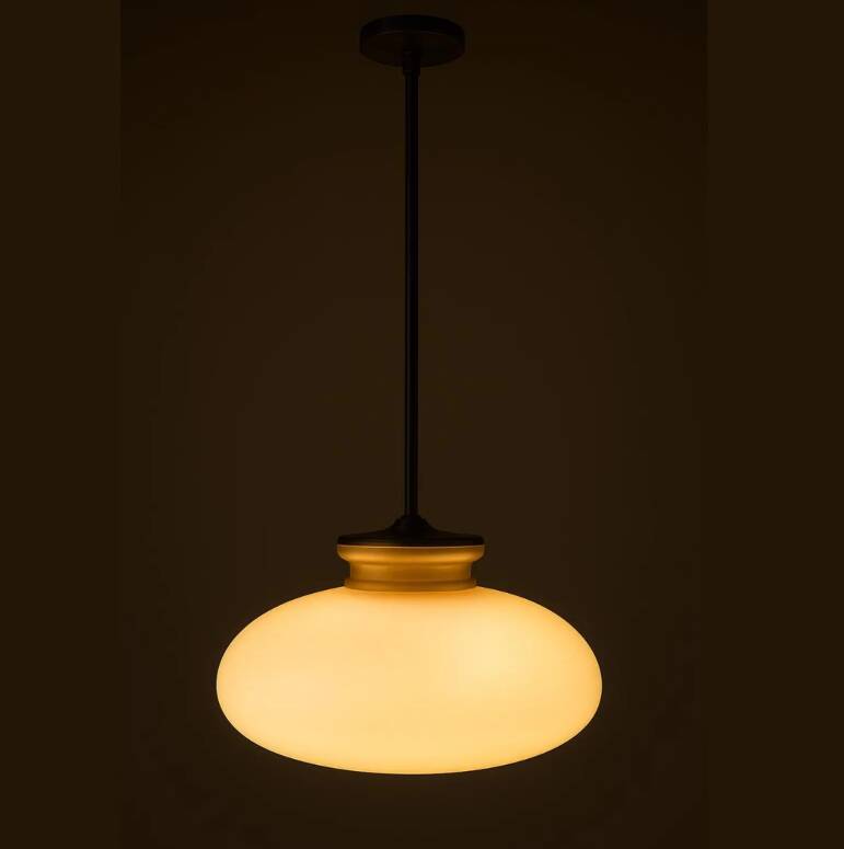 Opaline glass pendant lamp for recycled kitchen counter, vintage glass lampshade, 1960