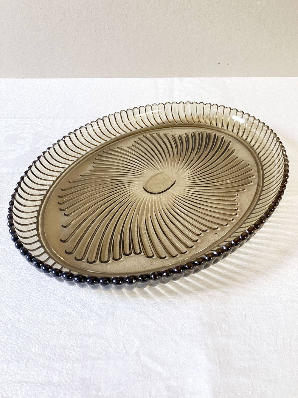 Oval serving dish in Bayel fluted glass
