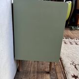 Commode vintage pieds compas vert d'eau