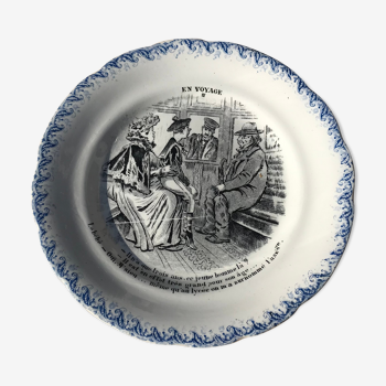 Talking plate "En voyage" n•IV - faience factory Choisy le roi