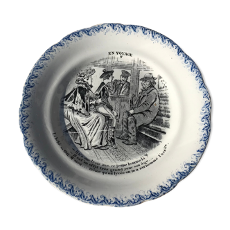 Talking plate "En voyage" n•IV - faience factory Choisy le roi