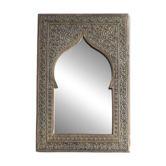 Rectangular Moroccan brass mirror reminiscent of a door, 1970s