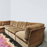 Canapé modulable vintage en velours côtelé côtelé « marron Sahara »