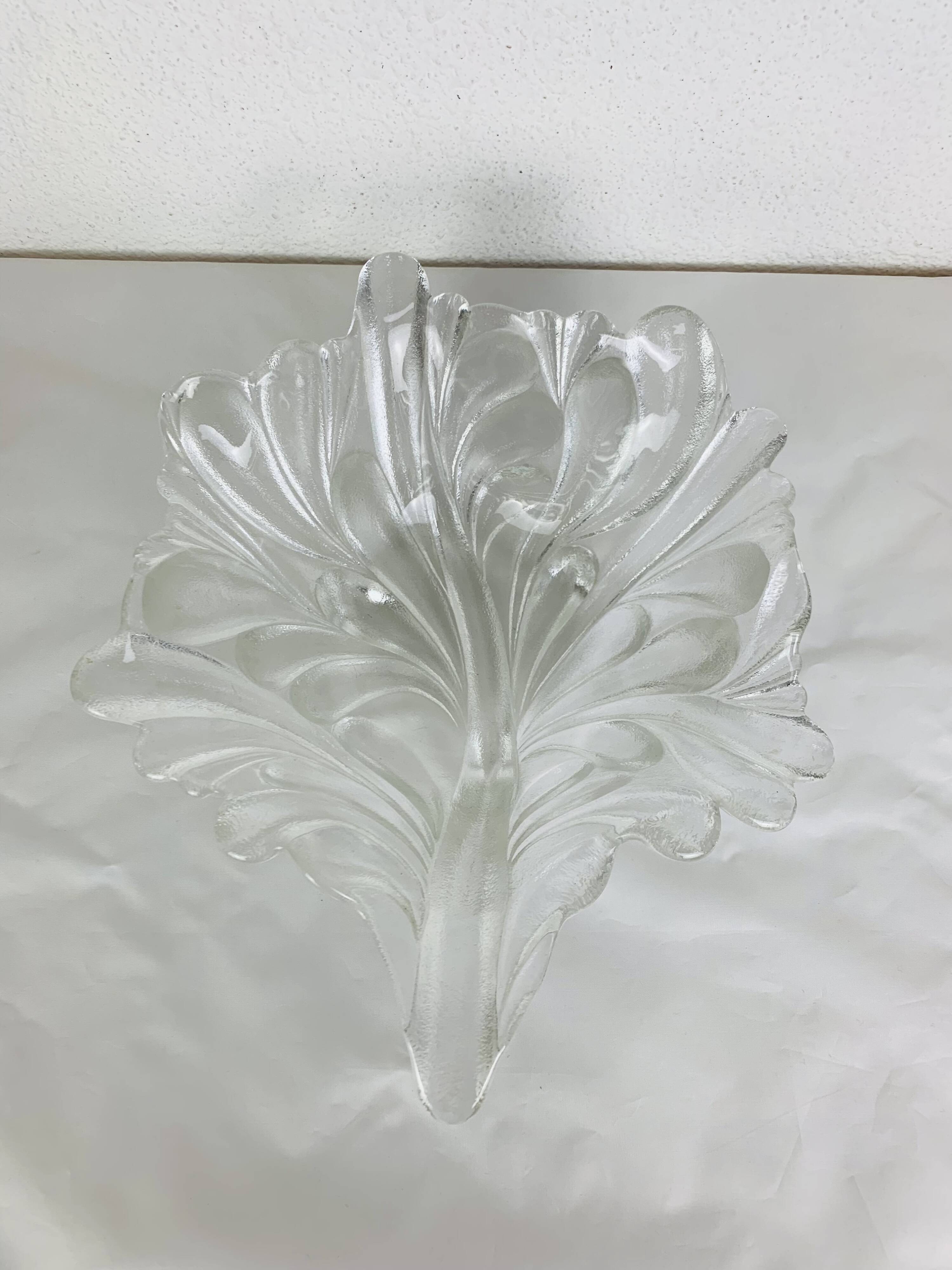 Vintage glass leaf salad bowl or fruit bowl