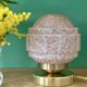 Vintage glass globe table lamp in pink from Clichy.