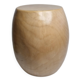 Brutalist monoxyle stool in solid mango wood, organic shape, 37 cm.