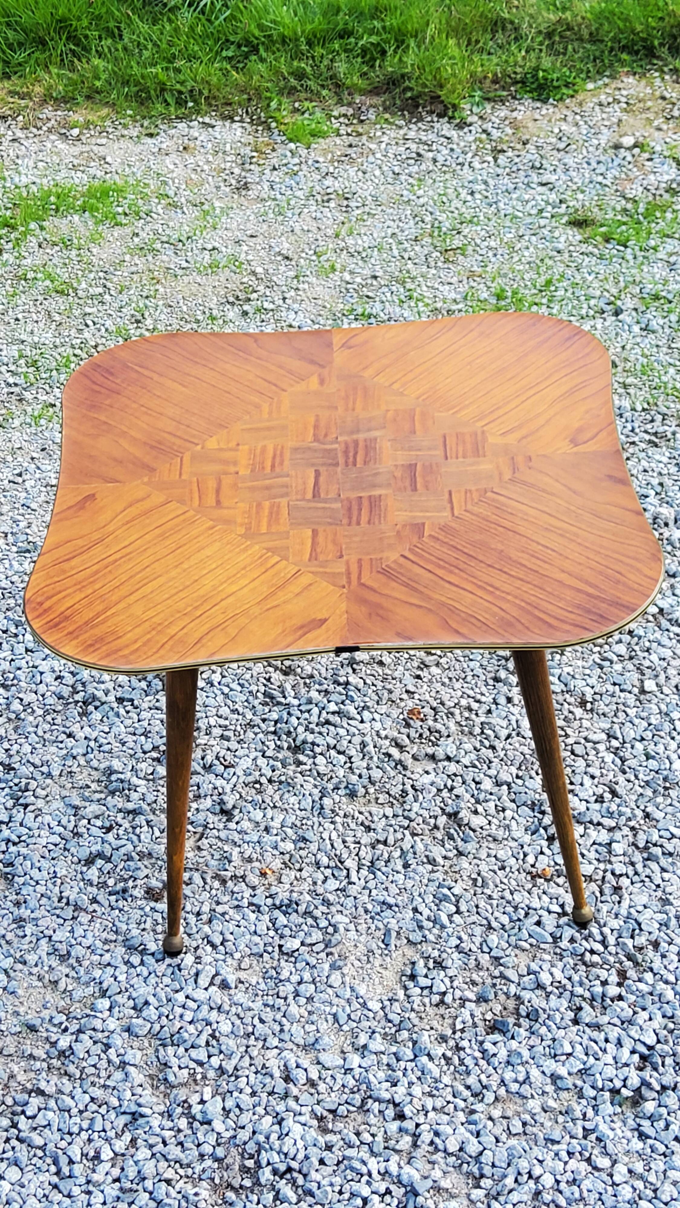 Vintage coffee table from the 50s with compass feet