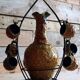 Vintage ceramic liqueur service "Fat Lava" and wrought iron