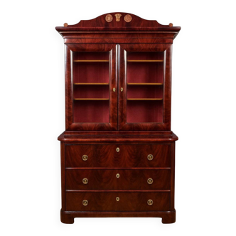 English mahogany library chest of drawers, in Empire or Restoration style.