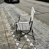 Vintage wrought iron folding garden armchair 1930