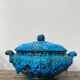 Glacier ennamel tureen vintage turquoise blue 1960 / cyclops varnished earthenware by Charles Cart