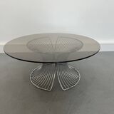 Table basse en verre fumé, années 1980