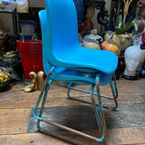 Duo of vintage Grofilex blue nursery children's chairs