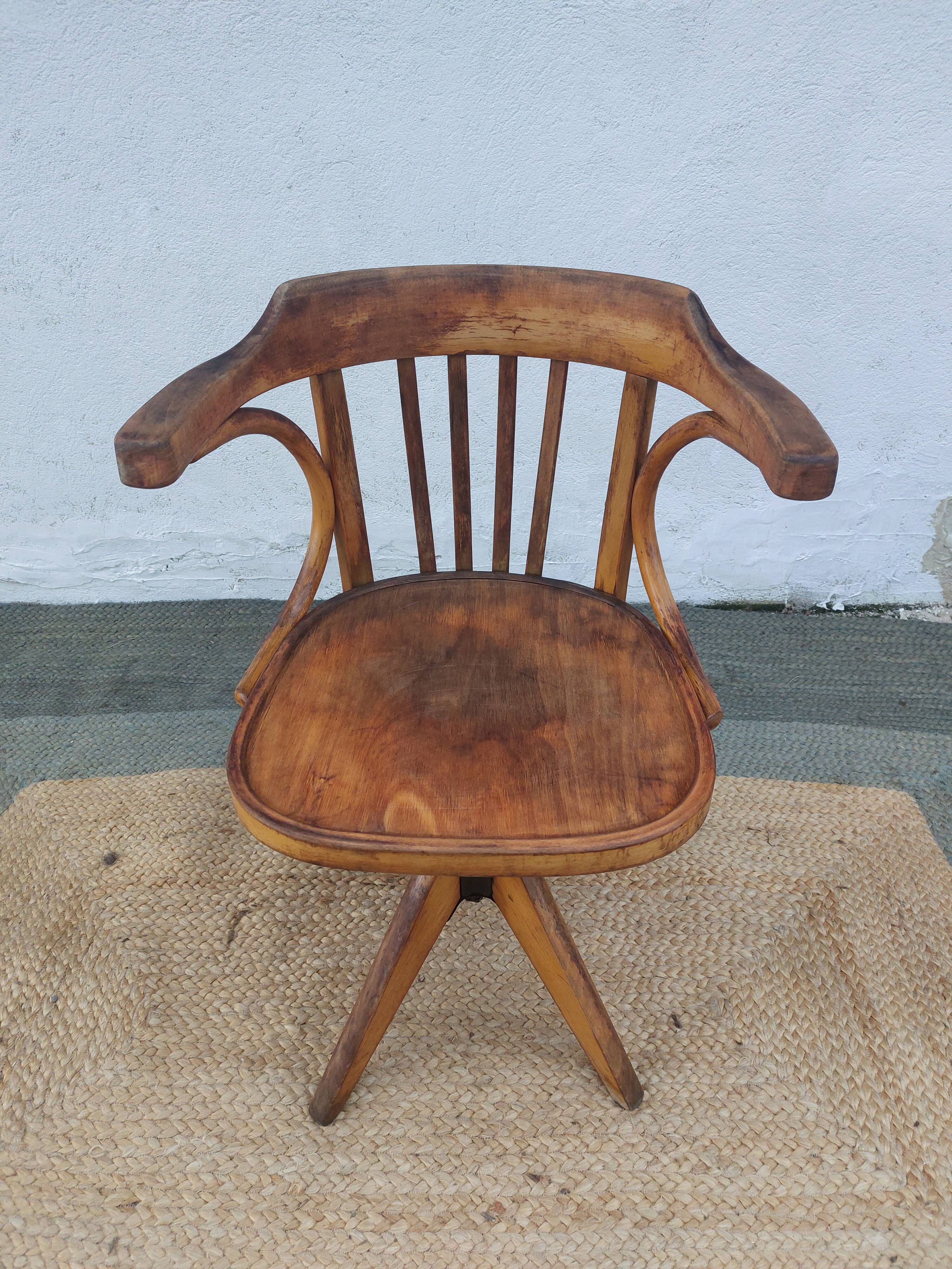 wooden swivel chair, height adjustable