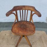 wooden swivel chair, height adjustable