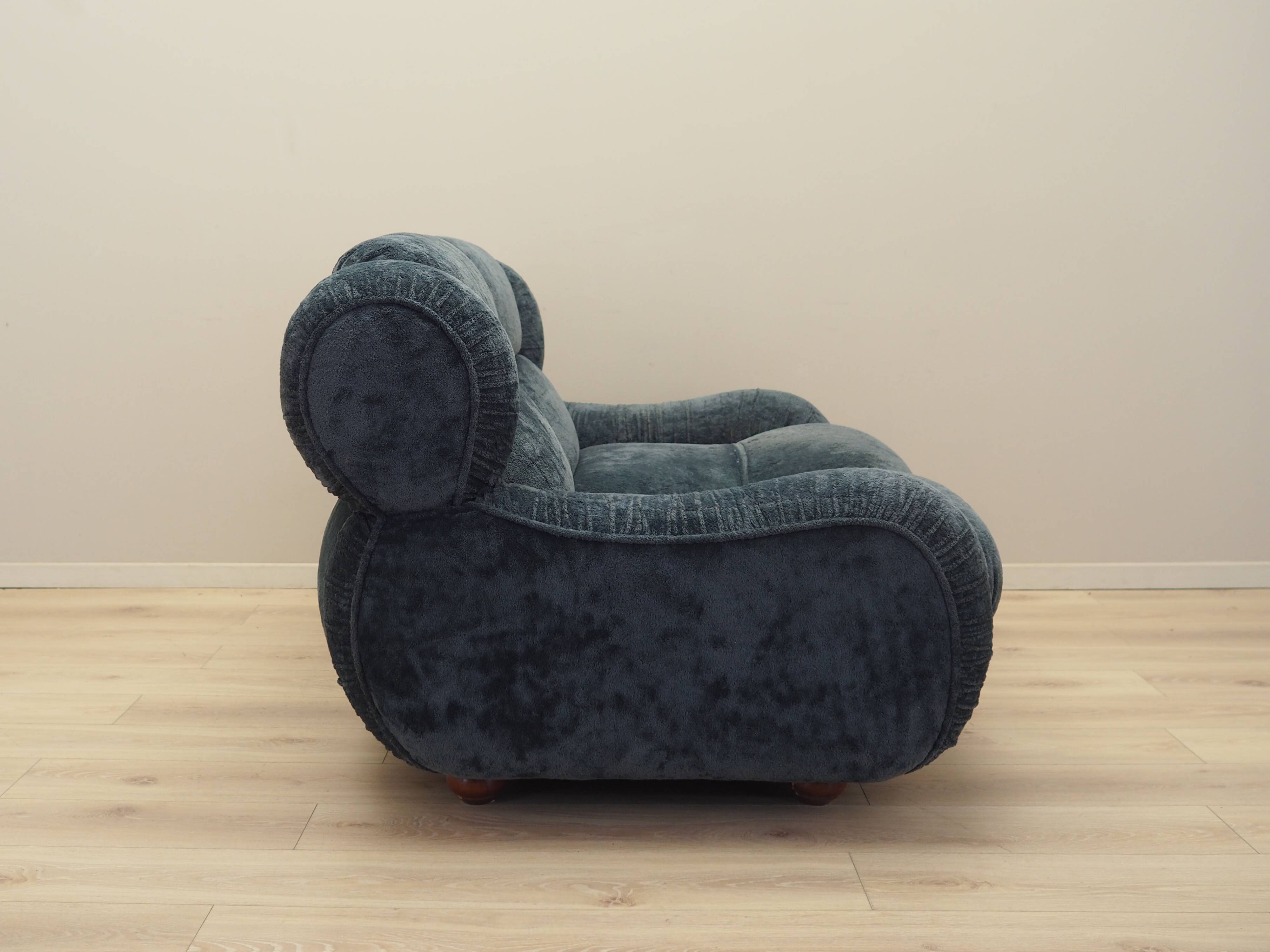 Navy blue velour sofa, Italian design, 1970s, production: Italy