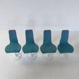 Set of 4 Space Age Blue swivel tulip chairs