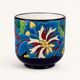 Cache-pot Longwy Art Déco en faïence émaillée décor floral polychrome