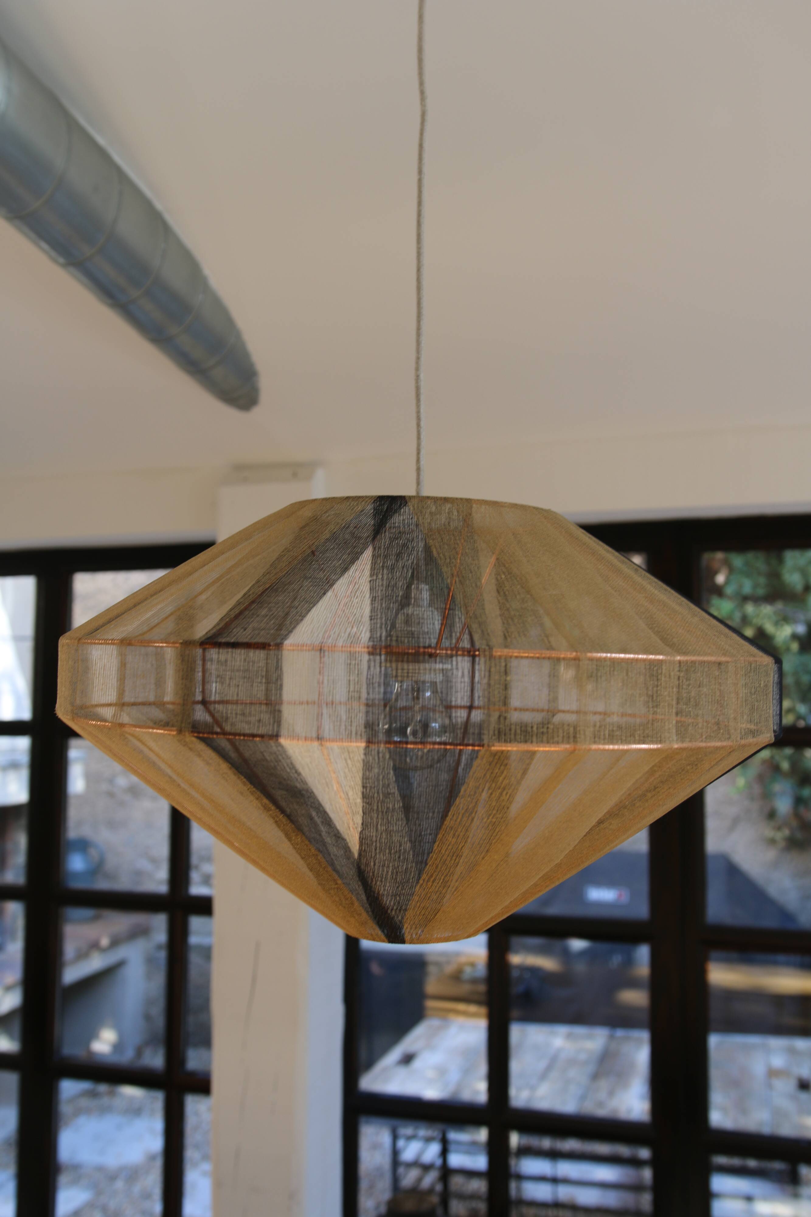 Contemporary cotton thread pendant light