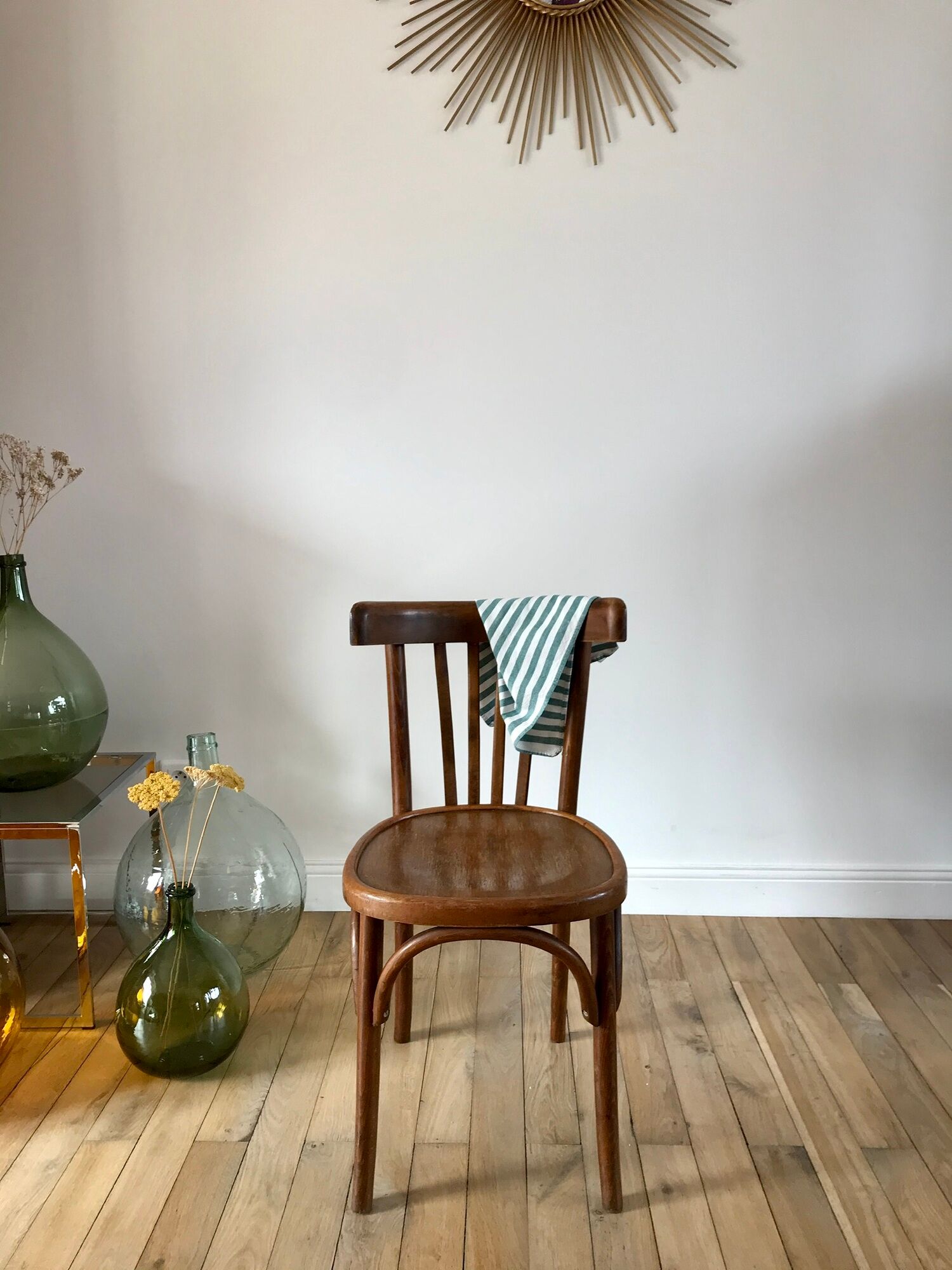 Pair of Baumann curved wood bistro chairs early twentieth century