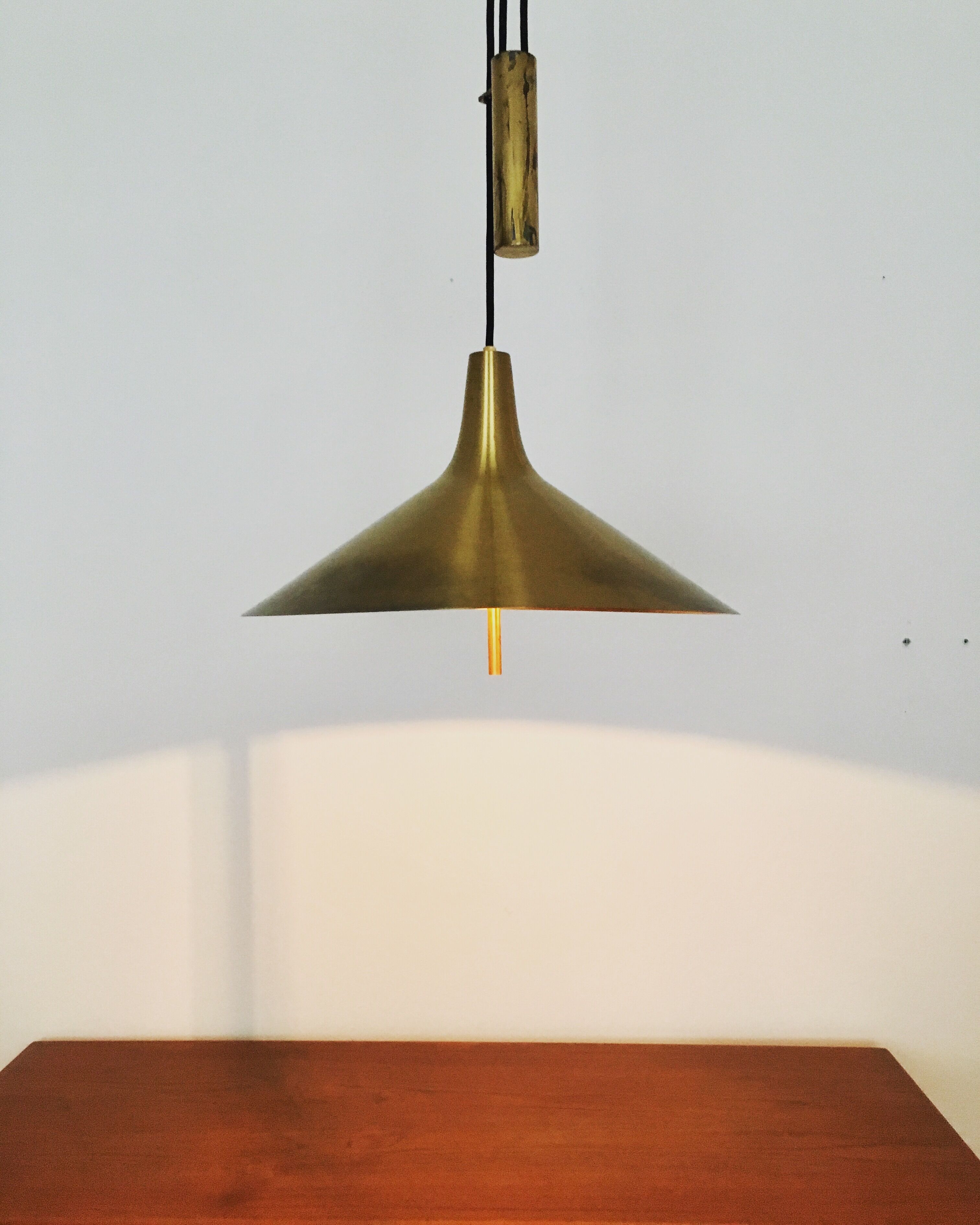 Mid Century Modern Fusijama brass pendant lamp by Th. Valentier