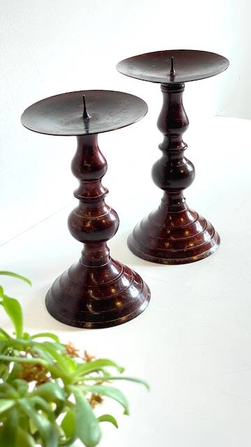 BOUGEOIRS Vintage Patinated Metal Candle Holders