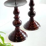 BOUGEOIRS Vintage Patinated Metal Candle Holders