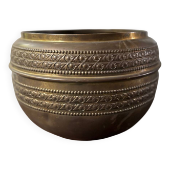 70s brass flowerpot