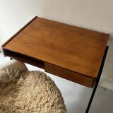 Desk in wood and black metal design 1950