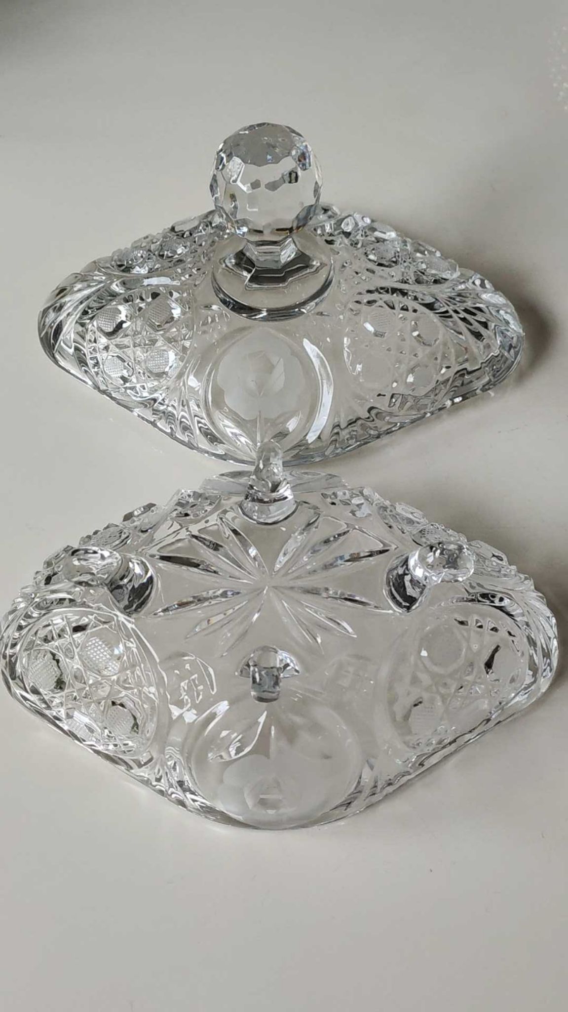 Bonbonnière stylé Boho tchèque en cristal de Bohème