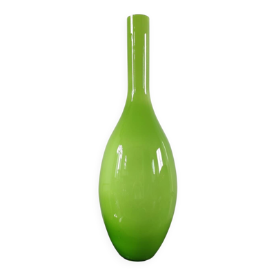 Grand vase bouteille géant en verre doublé vert pomme (66 cm)