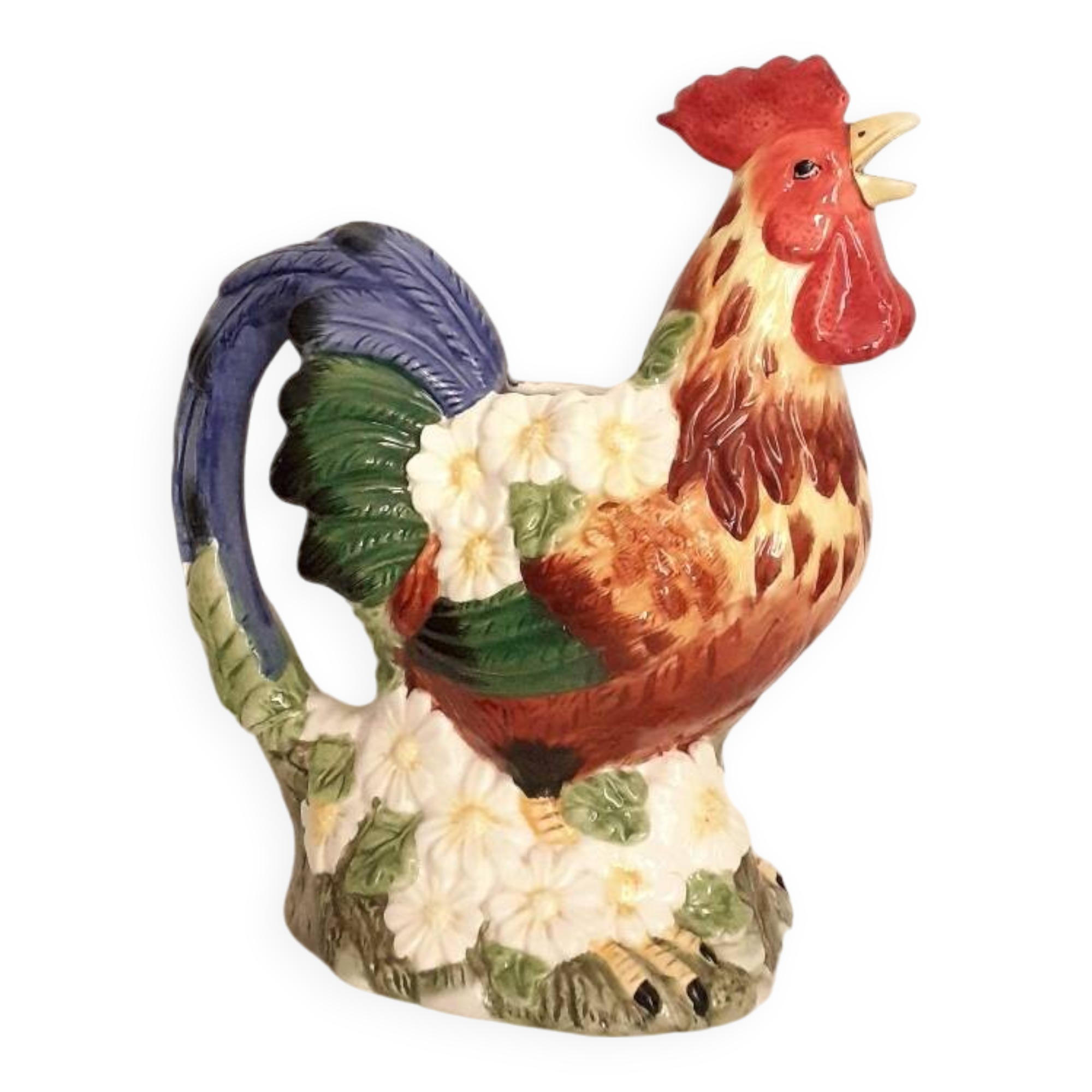 Vintage slip rooster pitcher