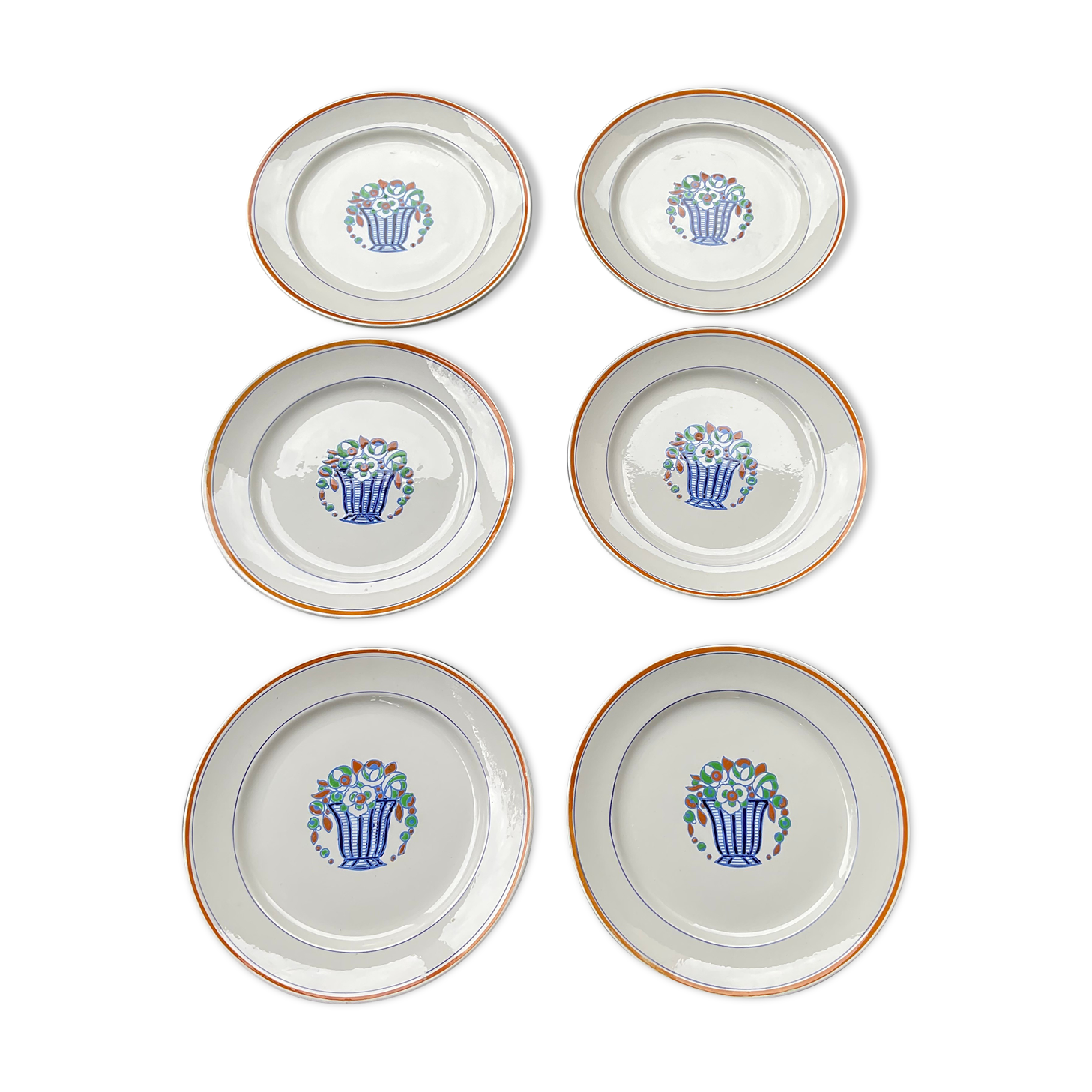 6 dessert plates, model 1930, boch la louvière