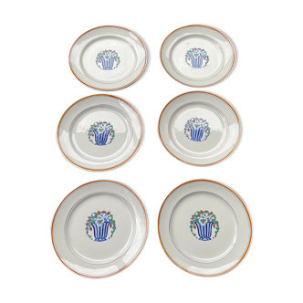 6 assiettes à dessert, modèle 1930, Boch La Louvière