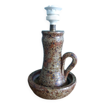 Lampe en grès de Puisaye pyrité années 70
