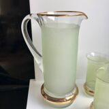 Green granita set consisting of a pitcher and 4 glasses in orangeade 50s